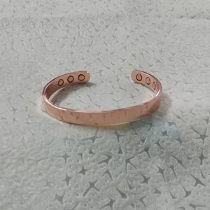 Adjustable copper magnetic bracelet for women, 8mm wide open cuff jewelry with embedded magnets.
