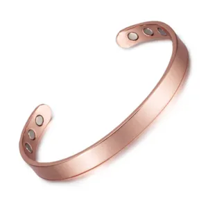 Fashion Copper Magnetic Therapy Open Cuff Bangle For Men Women Adjustable Polished Red Energy Bio Magnet Jewelry Bracelet