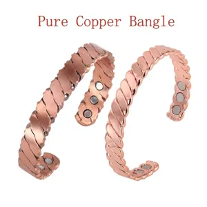 Bracciale Rigido Aperto con Terapia Magnetica in Rame Vintage Cavo Torcito Bio Magnete per Uomo Donna Gioielli Regalo Sollievo