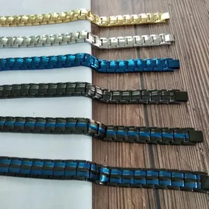 Men's fashion magnetic metal link bracelet multi-color casual wrist chain for daily wear