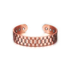 Bracciale magnetico in rame puro con motivo a maglia di orologio, polsino regolabile.