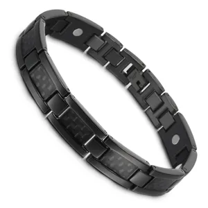 Herren Edelstahl Magnetarmband Kohlefaser Gliederkette Gesundheitsenergie Armband Lässig Mode Schmuck Geschenk