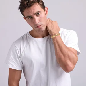 Detailed close-up view showcasing the elegant magnetic stainless steel men's fashion bracelet.