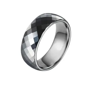 Minimalist Tungsten Carbide Ring For Men Women Wide Multi-Faceted Geometric Anti-Scratch Polished Wedding Band Fashion Jewelry