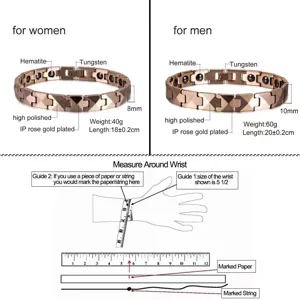 Magnetic tungsten steel bracelet for men and women rose gold medical health wristband