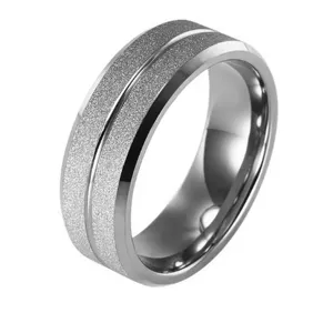 Anillo de carburo de tungsteno plateado para hombre y mujer alianza ancha mate joya