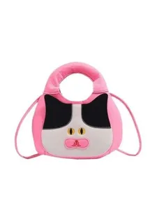 Pink plush cat shoulder bag cute cartoon crossbody bag for women and girls autumn winter style
