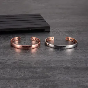 Men's magnetic copper cuff bracelet adjustable open bangle jewelry set for daily wear