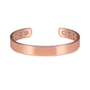 Pure Copper Magnetic Bracelet For Men Women Smooth Open Cuff Bangle Wristband