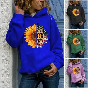 Γυναικείο Casual Μακρυμάνικο Pullover Hoodie με Εκτύπωση Ηλιοτρόπιο Σημαία Φαρδιά Γραμμή Top