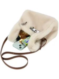 Schicke flauschige Kunstpelz Umhängetasche mit Kapazität Design, weicher Plüsch Shopper Damen.