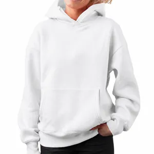 Damen weißer langarm Kapuzenpullover lässiger Pullover Streetwear fashion hoodie Alltag kleidung