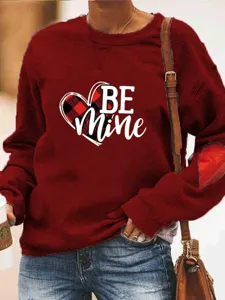 Sudadera polar de San Valentín con corazón, jersey casual de manga larga y cuello redondo.