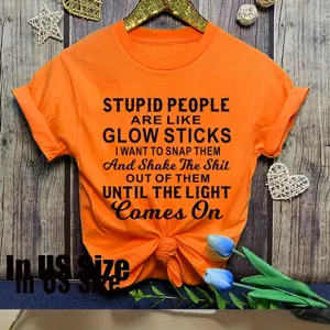 Casual orange short sleeve graphic t-shirt with funny quote for daily summer wear and style.
