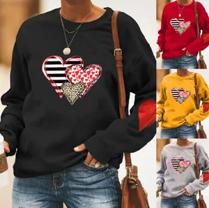 Herren Valentinstag Herz Druck Fleecegefüttert Sweatshirt Rundhals Langarm Lässig Pullover Top Für Paare