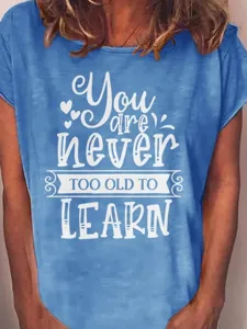 Women Acetate Modal T-Shirt Printed Letter Slogan Short Sleeve Top Urban Casual Round Neck Tee For Everyday Wear Floral Shirt