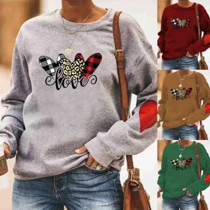 Men's Valentine's Day Heart Print Sweatshirt Fleece Lined Crewneck Long Sleeve Pullover Casual Urban Fashion Top Clothing