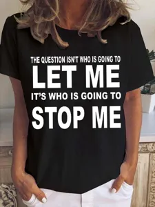 T-shirt noir à manches courtes pour homme avec impression de slogan motivant en anglais.