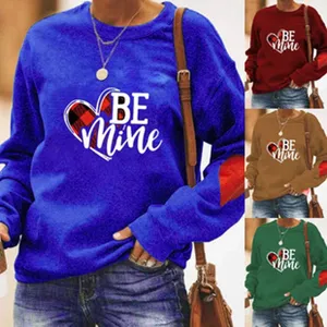 Women fall winter long sleeve crewneck sweatshirt casual loose letter heart print pullover top