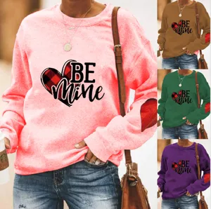 Valentijnsdag Hart Print Fleece Sweatshirt Ronde Hals Lange Mouw Pullover Casual Stedelijk Heren Top