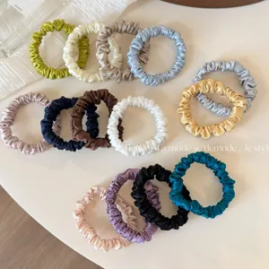 Silk satin hair scrunchies set, elegant ponytail hair ties and accessories for women daily styling.