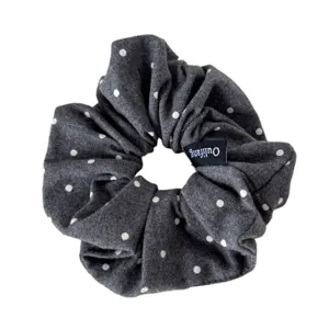 Korean style dark grey polka dot hair scrunchie high elasticity fabric ponytail holder