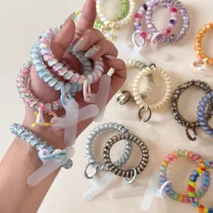 Colorful telephone wire hair ties dopamine gradient hair coils elastic ponytail holders cute hair accessories