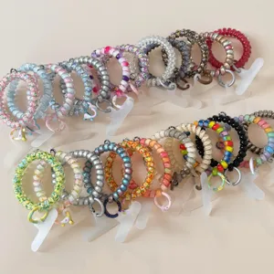 Colorful spiral hair ties gradient telephone wire hair bands cute elastic hair accessories