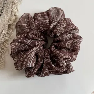 Καφέ paisley λαστιχάκι μαλλιών vintage ελαφρύ ύφασμα αξεσουάρ για αλογοουρά γυναικείο
