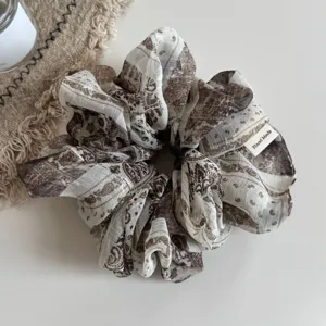 Vintage retro paisley print scrunchie elafro anapneo elastiko mallion gia gynaikon