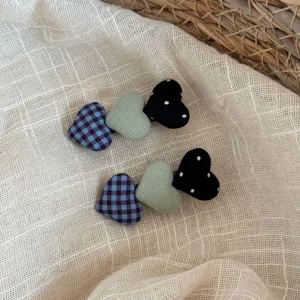 Pinzas para el pelo de corazón con lunares colorblock estilo coreano, accesorios bonitos.