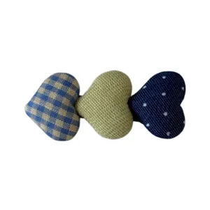 Conjunto de pinzas para el cabello con corazones de tela estilo coreano y lunares.