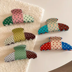 Κορεατικό στυλ χρωματιστό polka dot ασετάτ κλιπ μαλλιών για γυναίκες χαριτωμένα αξεσουάρ λεπτομέρεια