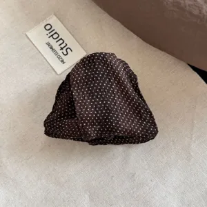 Brown polka dot sheer scrunchie elegant hair tie versatile hair accessory for women everyday wear