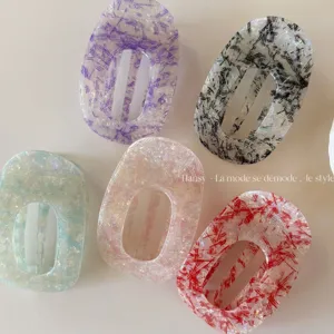 Fermaglio per Capelli in Acetato di Cellulosa Piatto di Alta Qualità Grande Clip a Becco d'Anatra per Donna Acconciatura Posteriore Accessori per Capelli Stile Coreano con Motivo Marmorizzato