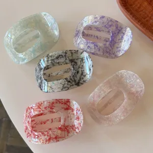 Mollette per capelli piatte in acetato, grandi accessori ovali abalone da donna e ragazza.