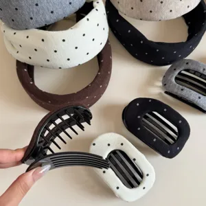 Ensemble de pinces à cheveux et serre-tête en tissu à pois style coréen pour coiffure.