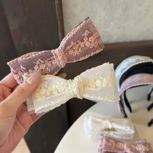 Pince à cheveux nœud en dentelle filet douce accessoire détail pour femmes mode quotidien