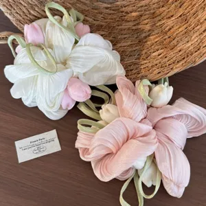 Tulip chiffon haarscrunchie esthetische bloemige haarband schattige haaraccessoires detail