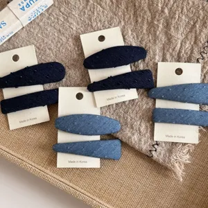 Barrettes à cheveux en jean coréen avec des pois mignons, épingles bleues pour femmes.