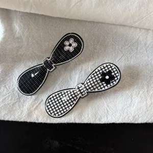 Pince à cheveux à carreaux noir et blanc style coréen mignon accessoire pour cheveux pour femmes