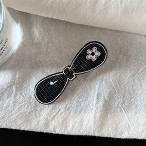 Pince à cheveux bec de canard fleur grille noir et blanc style coréen mignon nœud accessoire