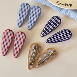Ensemble de pinces à cheveux en acétate style coréen, épingles à carreaux pour femmes.