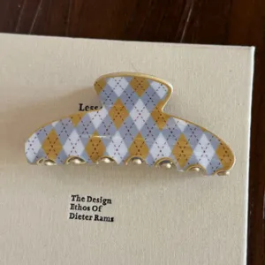 Pince à cheveux en acétate style coréen, griffe élégante à motif argyle pour femme coiffure.