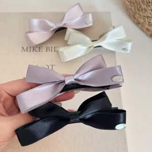 Fermaglio per capelli con fiocco in raso elegante coreano accessorio dolce per coda