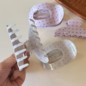 Korean style star print hair claw clip elegant large duckbill clip for women hair styling accessories