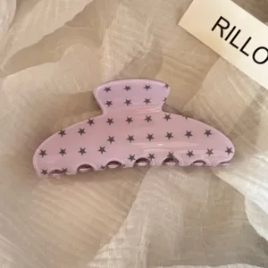 Korean style pink star hair claw clip, exquisite large acetate grab clip for women's half hair style.