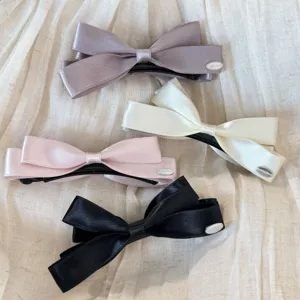 Molla per capelli con fiocco in raso stile coreano elegante clip a banana dolce