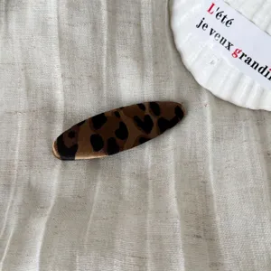 Pinza de pelo con estampado de leopardo coreana elegante horquilla ovalada para mujeres
