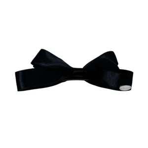 Fermaglio per capelli con fiocco in raso nero, elegante molletta coda di cavallo per donne.